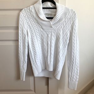 White cable knit sweater